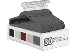 IR Imperial Rooms Velvet Hangers 30 Pack - Non Slip Gray Felt Hangers with 360° Rotatable Hook - Clothes Hangers for Closet Holds up to 10 lbs - Coat, Pants & Dress Space Saving Hangers