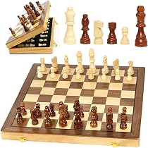 15.35 Inch Magnetic Wooden Chess Set, Exqline Large Chess Board