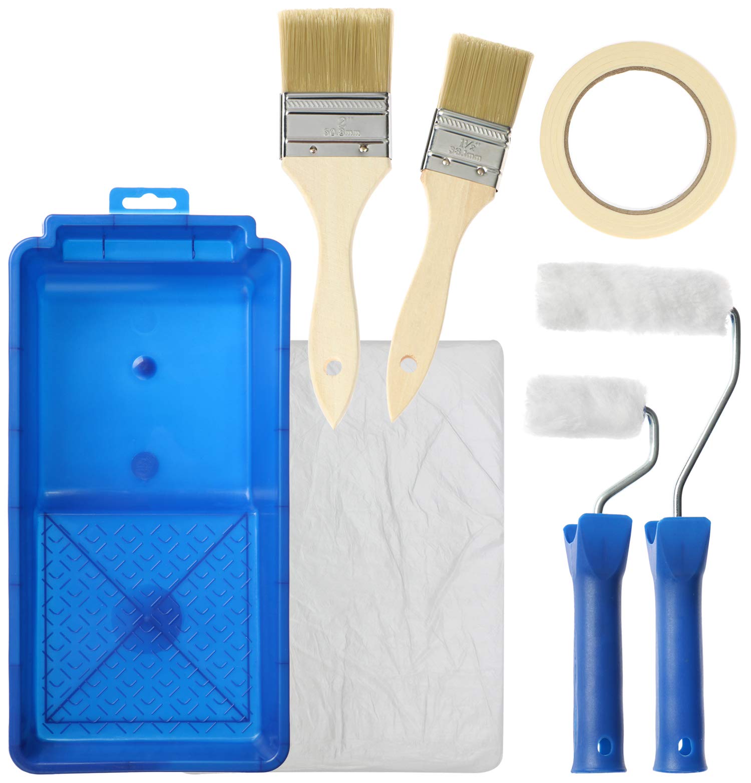 com-four® 9-piece painter set - brush, paint roller and many accessories for renovation and decoration work