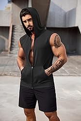 COOFANDY Men's Workout Hooded Tank Tops