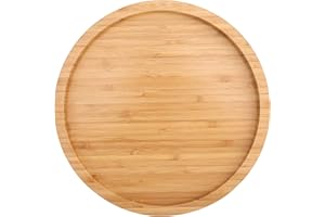 Fasmov 12 Inches Diameter Bamboo Lazy Susan Turntable, Spin Thicken Round Wood Tray Rotating Spice Rack for Kitchen Pantry Co