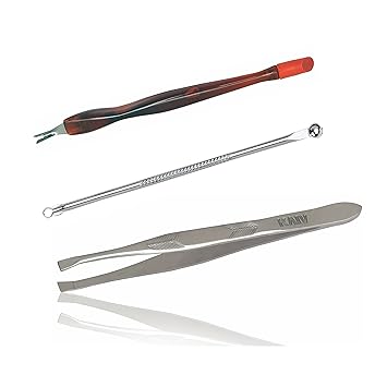 Kaiv Combo of Black Head Remover (Rounded), Tweezer (Square Tip) And Cuticle Trimmer & Pusher