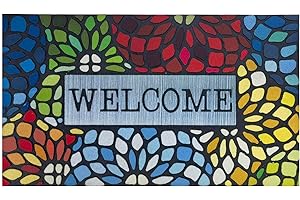 CHICHIC Colorful Welcome Mat, 18x 30 Inch Front Doormat for Home Entrance Outdoors Mat for Outside Entry Way Doormat, Heavy Duty Non Slip Rubber Back Low Profile