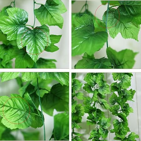 Zhm 2 Pcs 2 3 M 66 Foglie Finti Uva Foglie Di Vite Piante Artificiale Fiori Per La Cerimonia Nuziale Per La Decorazione Domestica Amazon It Casa E Cucina