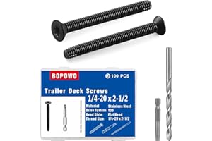 Bopowo 1/4-20 x 2 1/2 Flat Head Floorboard Thread Cutting Screws, Type F, (Star - Six Lobe - Torx Drive), Black Phosphate Finish, Countersunk, T-30 Drive and 7/32 Drill bit