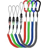 Lix&Rix Coiled Lanyards with Carabiner, Ring and Quick Release Detachable Buckle for Fishing Equipment Keys, Cards, Tools