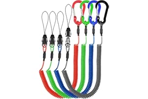 Lix&Rix Spiral Clip on Safety Recoil Lanyards for Fishing Equipment Remote Control Utility Knife Box Cutters Handy Tools Teth