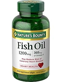 Nature's Bounty Fish Oil, 1200 mg Omega-3, 200 Rapid Release Softgels, Dietary Supplement for Supporting Cardiovascular Health(1)