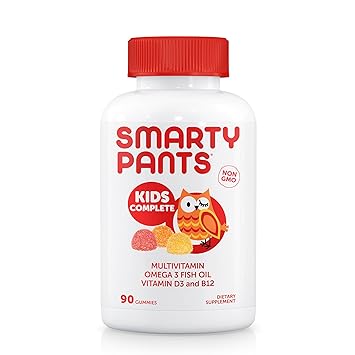 SmartyPants Kids Complete Gummy Vitamins: Multivitamin & Omega 3 Fish Oil (DHA/EPA Fatty Acids), Vitamin D3, Methyl B12, 90 Count