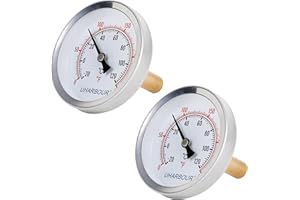 Uharbour 2-1/2" Dial Water Thermometer, Bi-Metal Temperature Gauge with 1-3/4" Lead-Free Brass Stem and 1/2" NPT Back Mount, 