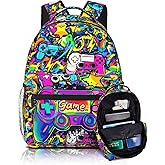 Ewozet Graffiti Gaming Backpack For Teens Boys Kids Gamer Backpack School Bag For Kids Boys Girls Students Game Bookbags Laptop Computer Bag Age 6-8,8-10,10-12 Years Old