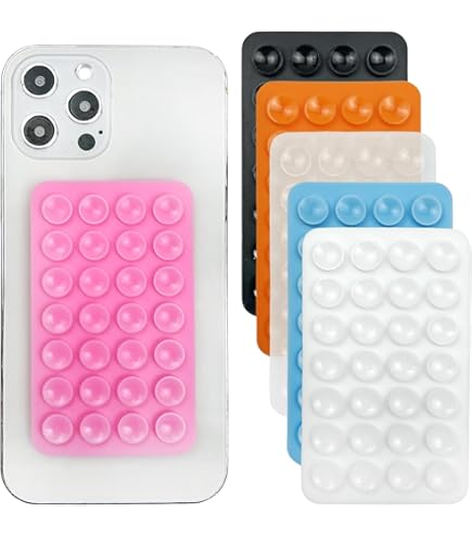 5PCS Phone Sticky Pad Grip, Silicone Suction Phones Holder, Suction Phone Case Adhesive Mount For Selfies And Videos, Non Slip Suctions Cups Sticky