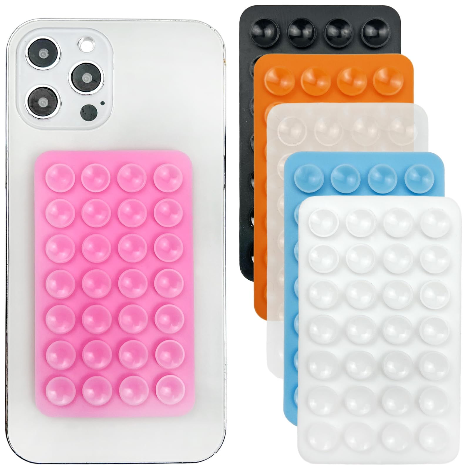 Photo 1 of 6 PCS Multi-Colors Silicone Suction Cup Phone Holder, Non-Slip Sticky Phone Grip for Selfies, Hands-Free Use, and Videos, Detachable & Reusable