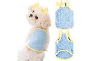 Fnaobai Dog Summer Clothes Puppy Heart Vest Shirt Breathable Pet Sleeveless Tank Top for Small Medium Dog Cat (Blue, Small)