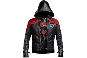 Lasumisura Replica Style Red Hood Men's Faux Leather Jacket + Vest