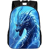 DOINBEE Blue Dragon Backpack Cool Lightning Dragon Book Bag for Kids Boys Girls Teens, Casual Simple Modern Laptop Backpacks, Back to School Gifts for Children Elementary, Travel Daypack 17"