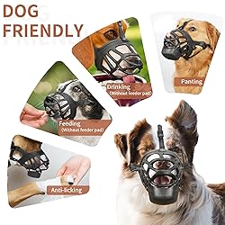 Dog Muzzle, Basket Muzzle with Slow Feeder Pad for