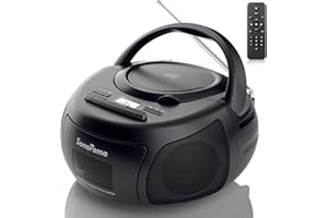 LUMATERRA CD Cassette Player Combo, Battery Operated Bluetooth Boombox, CD Cassette USB MP3 AM/FM Radio, Headphone Jack, Retro Music Player with Recording Function(Black)