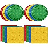 DURYGEN 80PCS Building Blocks Themed Birthday Party Decorations Colorful Building Block Tableware Paper Plates Napkins Set for Boys, Kid&rsquo;s Birthday Party Decorations Serve 20