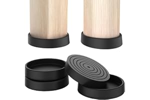 CHWM Furniture Coasters, Furniture Caster Cups - Non Slip Furniture Pads Hardwoods Floors - Non Skid Furniture Grippers, Round Silicone Furniture Feet Caps, (Black, 4Pcs 4").