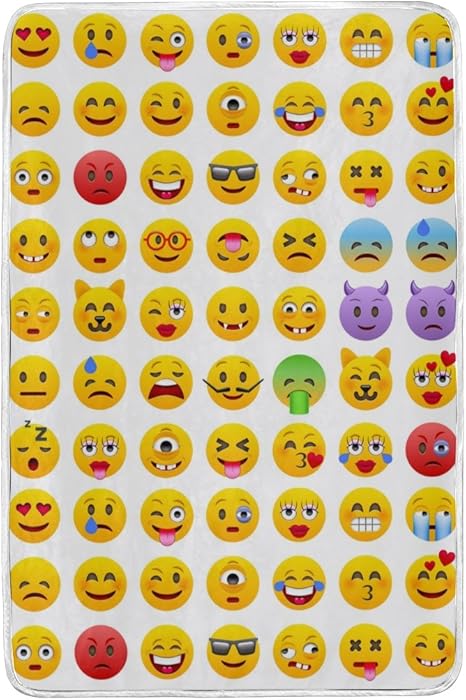 Amazon Co Jp Alaza絵文字顔文字smile Face Plush Throws Siestaキャンプ旅行軽量フリース毛布ベッドsofeサイズ60 X 90inches And 50 X 60インチ King 60x90inches ホーム キッチン