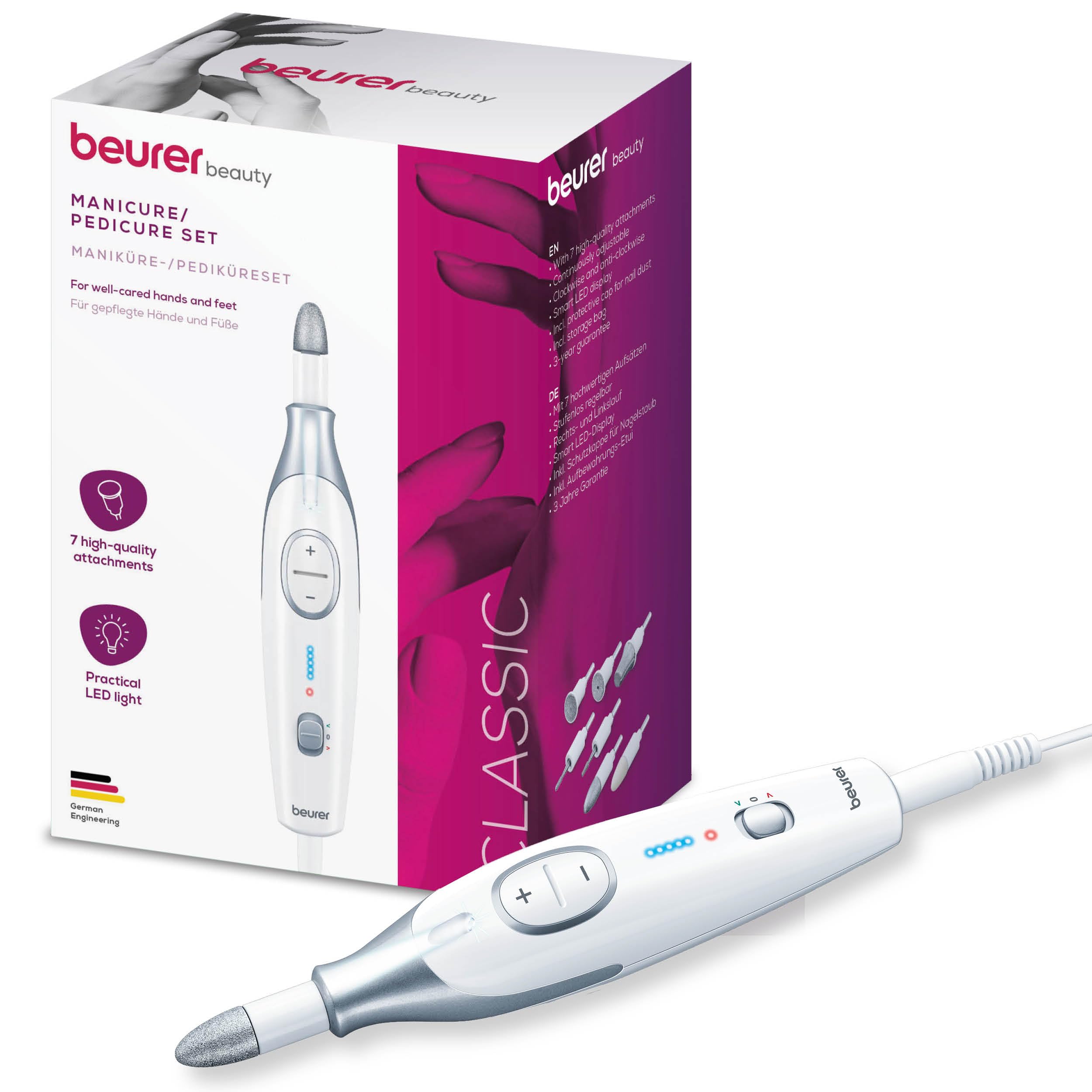 Beurer MP42UK Pedicure & Manicure Set Nail Care Professional Kit 7 Attachments