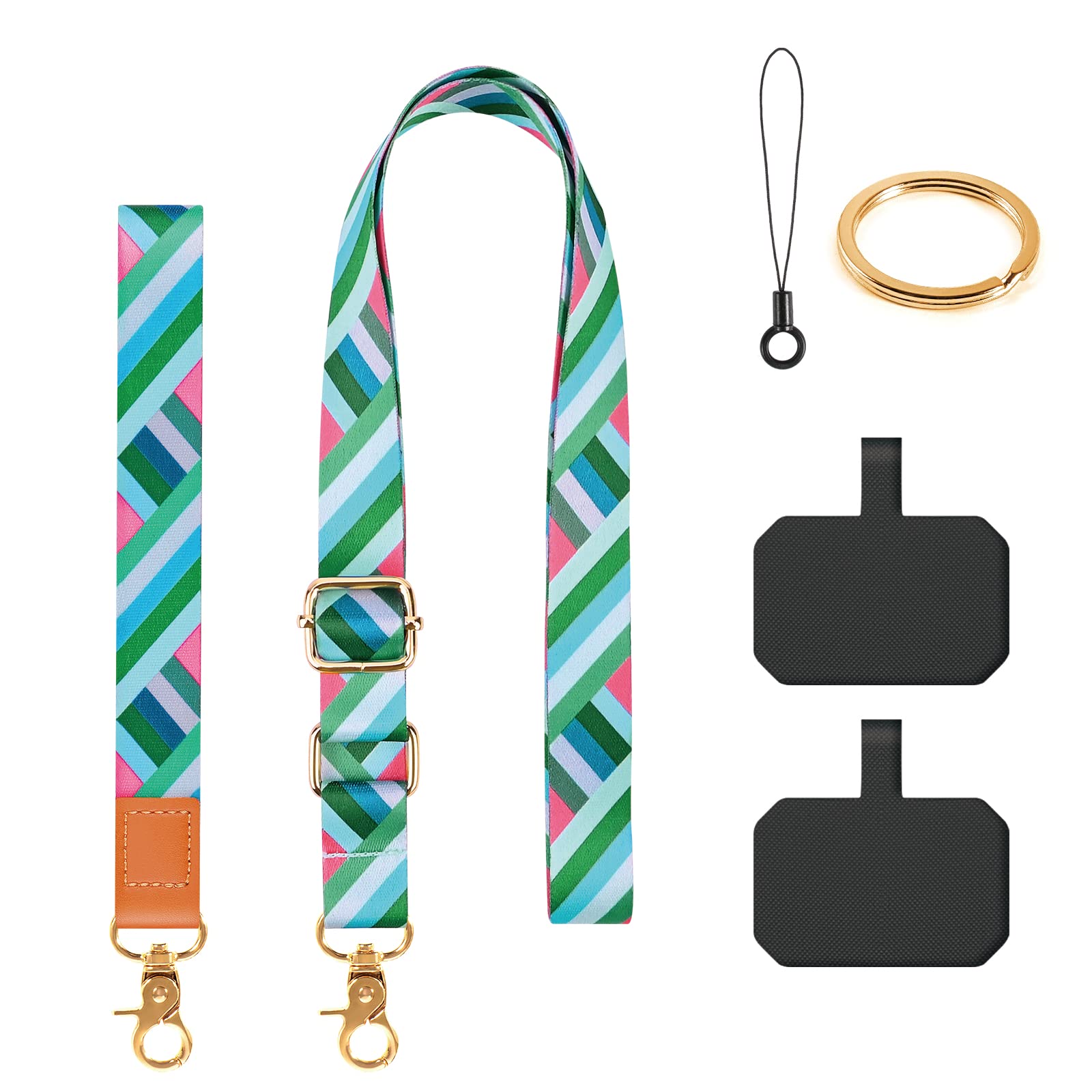 DGHYDZ Cell Phone Lanyard, Phone Lanyard Crossbody, Wrist Strap, lanyards for Keys, Universal Adjustable Shoulder Neck Straps for iPhone Case ID Badges and Most Smartphones (Multicolor-B)