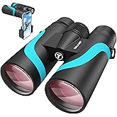 15x55 UHD Binoculars for Adults High Powered with Phone Adapter - Large View, BAK4 Prism, Waterproof, Lightweight for Bird Watching, Hunting, Cruise, Travel, Sports (Blue)