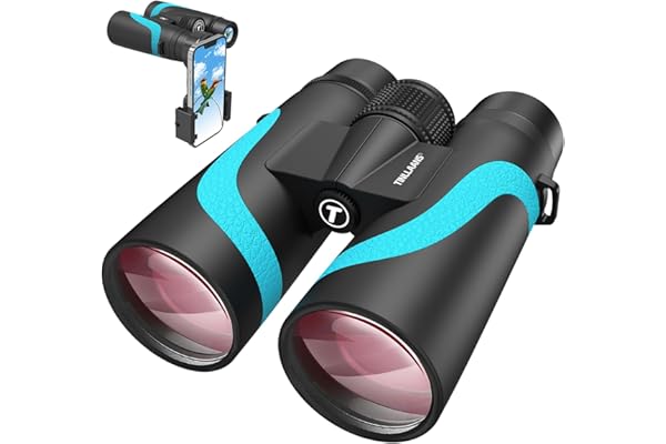 15x55 UHD Binoculars for Adults High Powered with Phone Adapter - Large View, BAK4 Prism, Waterproof, Lightweight for Bird Watching, Hunting, Cruise, Travel, Sports (Blue)