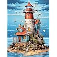 5D Lighthouse Diamond Painting Kit For Adults - Full Round Drill, 11.8x11.8 Inch DIY Wall Art