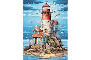 WUDWL Diamond Painting Kits for Adults - Lighthouse DIY 5D Diamond Art Kits Full Drill Diamond Dots Paintings with Diamonds Gem Art and Crafts Home Decor 12x16inch