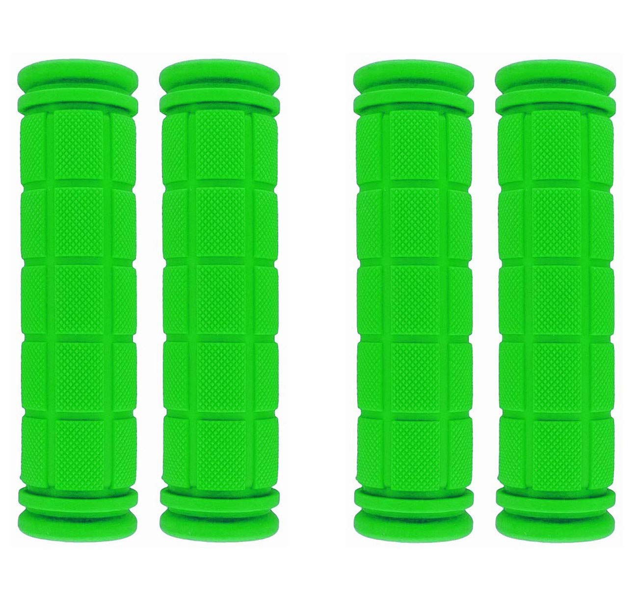 PLATT Bicycle Handle Bar Grips Colorful Rubber Mushroom Grips for BMX/MTB Bikes (Green,2 Pairs)