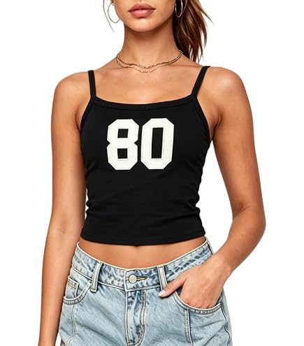 Seyumixi Women Y2k Tank Top Spaghetti Strap Scoop Neck Graphic