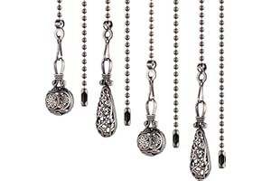 YAOMIAO 4 Pieces Ceiling Fan Pull Chain Vintage Hollow Fan Danglers Light Pull Chain Extension 13 Inch Lamp Pulls Chain Extender with Ball Connector Chain for Ceiling Fan Light Decoration(Black Copper Color)