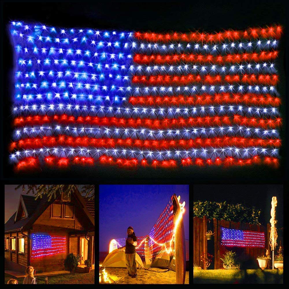 Photo 1 of YULIANG LED American Flag Lights,6.5ft*3.2ft Waterproof Led Flag Net Light Outdoor for 4th of July Decorations,Independence Day,Memorial Day, Festival, Garden,Outdoor Christmas Decoration