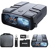 VABSCE Night Vision Goggles, True 4K Night Vision Binoculars, Built-in Powerful Focusable IR, 6000mAh Rechargeable Battery, Super Large Display, Long Viewing Range, Free 64GB Card (Carbon Black)