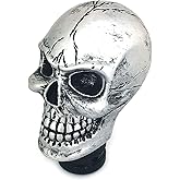 Thruifo Skull MT Car Stick Shifter Handle, Gear Shift Knob Small Teeth Devil Skeleton Style Fit Most Manual Automatic Transmissions, Silver