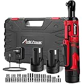 AVID POWER Cordless Electric Ratchet Wrench 3/8", 44.2 Ft-lbs 12V Power Ratchet Wrench Kit w/Two 2.0Ah Batteries, 1-Hour Fast Charger, Variable Speed and 10 Sockets