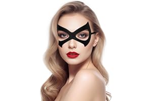 BengPro Luxury Black Red Leather Half Cat Eye Costume Mask Halloween Cosplay Fancy Dress Make Up Masquerade Party Props