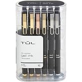 TUL&reg; GL Series Retractable Gel Pens, Medium Point, 0.7 mm, Black Barrel, Black Ink, Pack Of 12 Pens