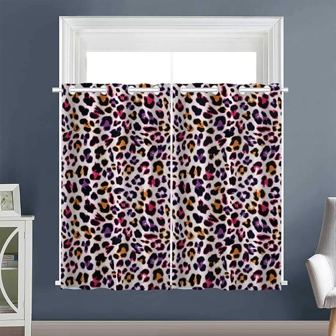 Linhomedecor Pattern Darkening Curtains Safari Leopard Animal Motif Grommet Print Darkening