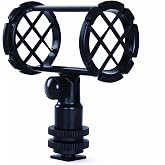 Movo SMM1 Microphone Shock Mount with Camera Cold Shoe for Shotgun Microphones 19-25mm in Diameter (Including Rode NTG-1, NTG-2, Sennheiser MKE-600)