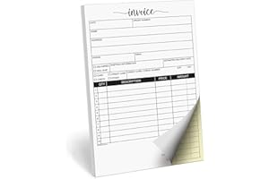 321Done Invoice Pad, 5.5x8.5 Small 2-Part Carbonless, Made in USA, Carbon Copy Sales Receipt Book Purchase Order Form for Small Boutique Craft Business (50 Sets) White/Yellow, Thick Paper