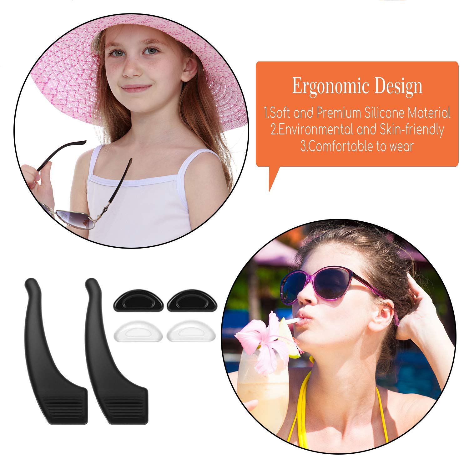 FSACLE 15 Pairs Air Chamber Eyeglass Nose Pads and 2 Pairs Eyeglass Retainer Sticky Pads