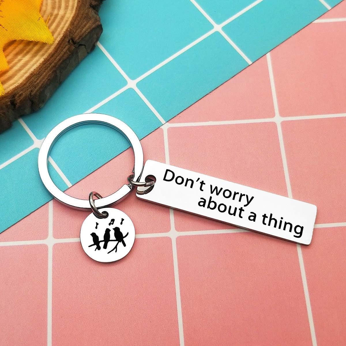 Ciyumu Don't Worry About A Thing Gift Keyring Inspirational Keyring Three Birds Gift Encouragement Gift for Best Friend Valentines Birthday Gifts Motivational Keychain Three Birds Keychain - Image 4