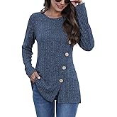 JomeDesign Long Sleeve Shirts for Women Crew Neck Lightweight Sweater Loose Casual Tunic Tops