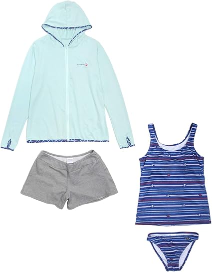 Amazon Hiromichi Nakano ヒロミチナカノ レディース用ラッシュガード付きタンキニ水着4点セット a Sw2298 タンキニ 通販