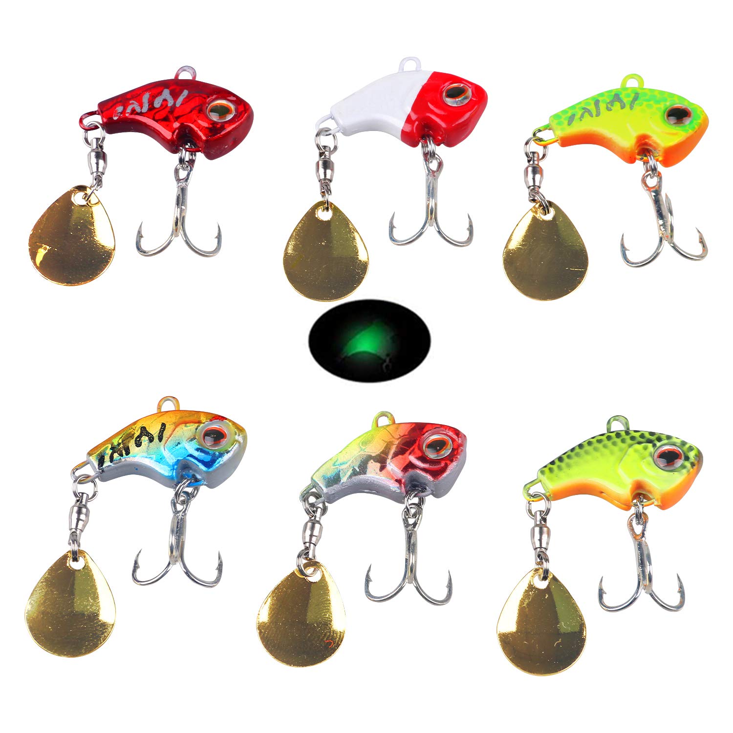 Jig Spinner Set, Artificial Bait Spoon, Triple Hook Spinner Bait, Artificial Bait, Fishing Lure, Fishing Hook for Trout, Bass, Pike, Chub, Zander