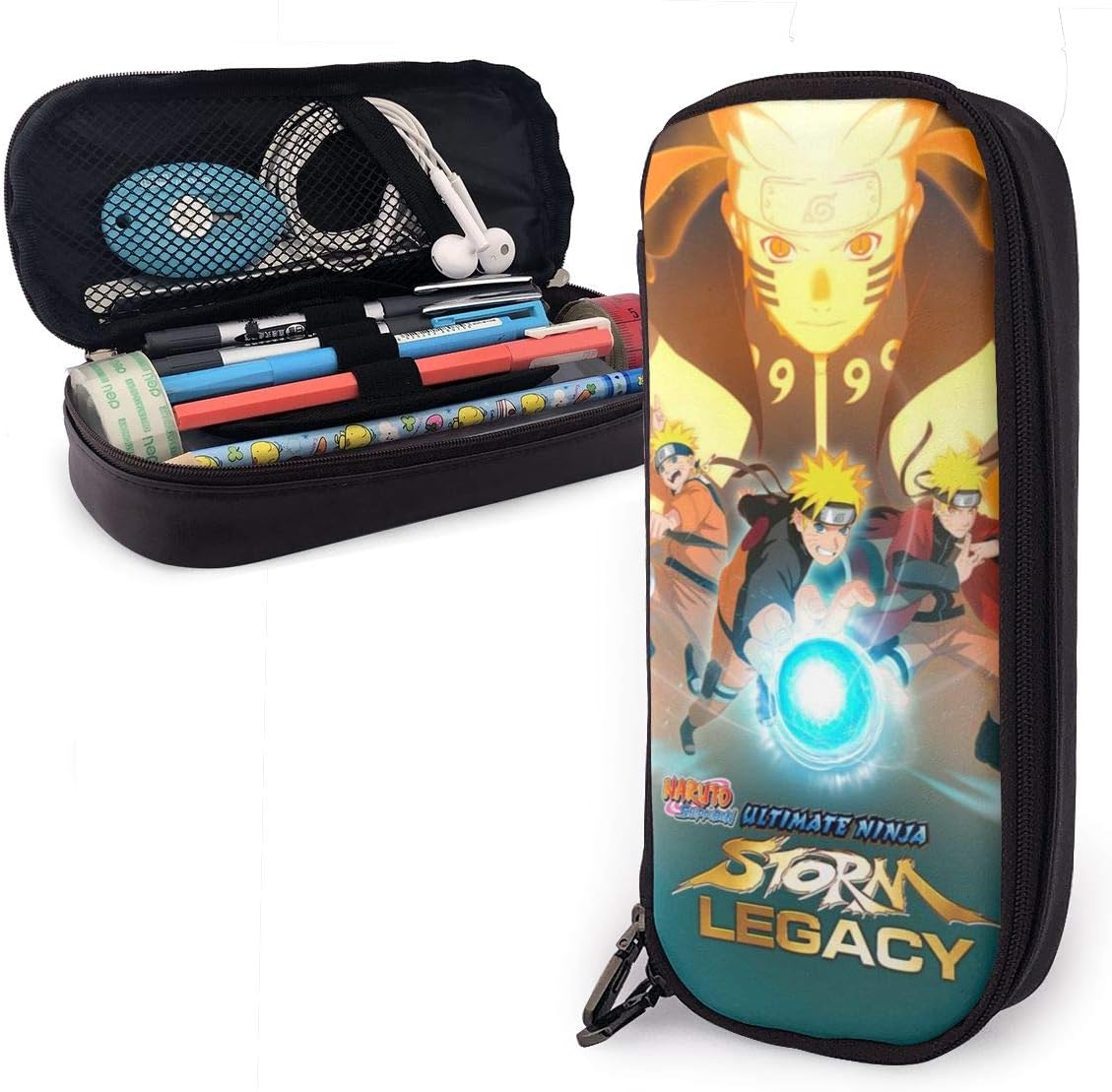 ENQLwju1 Uzumaki-Naruto Leather Pencil Case Holder Office Buggy Pouch Zipper Pen Stationery Bags
