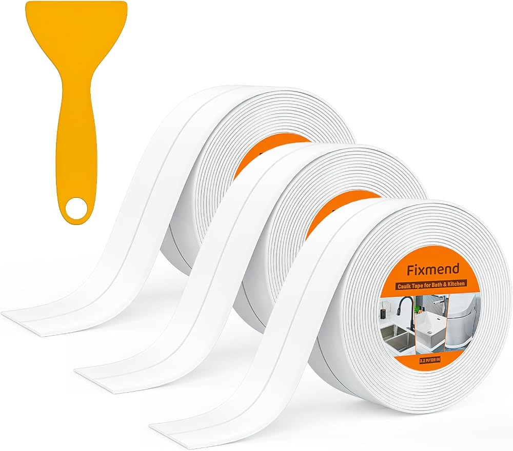 Fixmend 3 Rolls Bath Sealant Tape Self Adhesive 126in Waterproof White